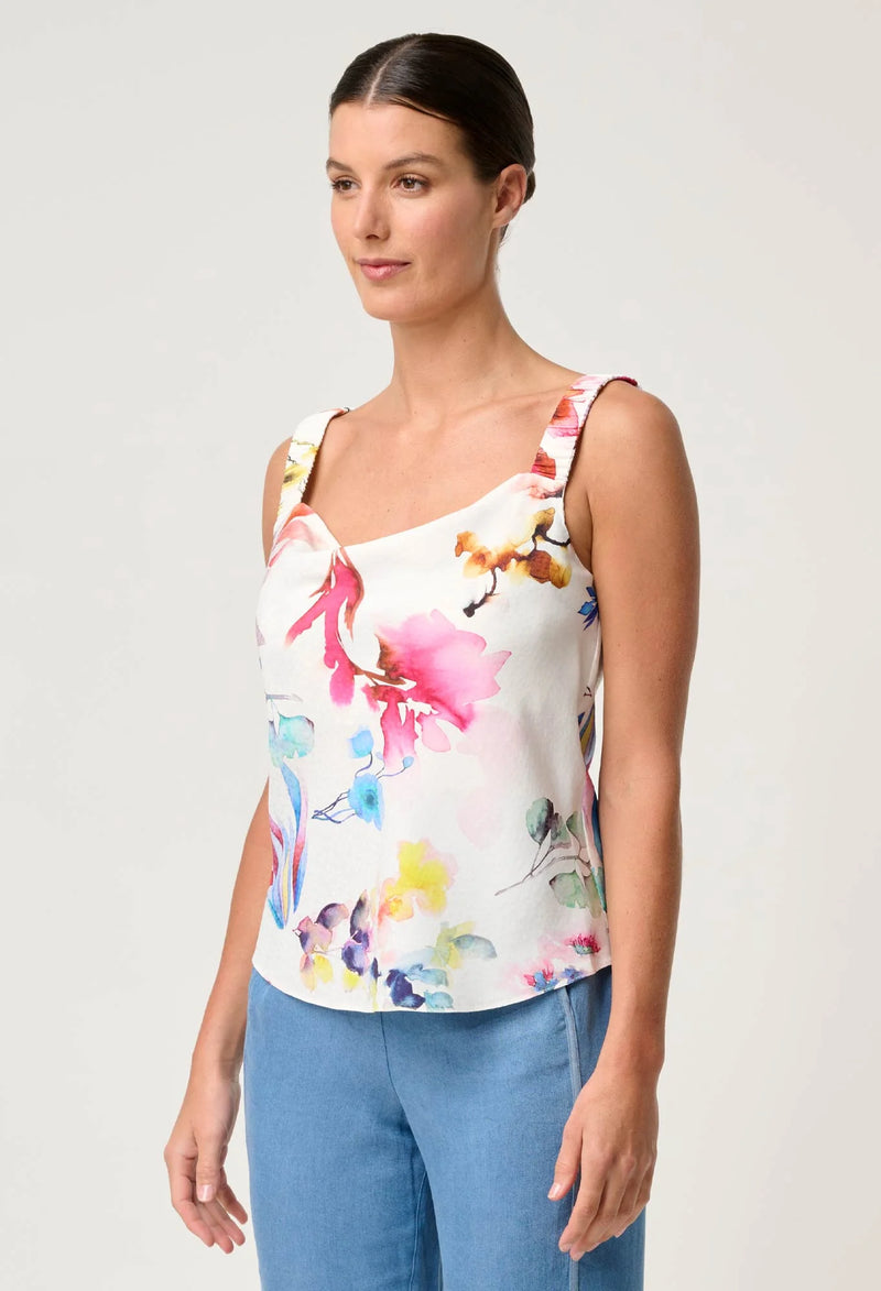 Once Was - Delray Reversible Cupro Cami in Plume Blossom