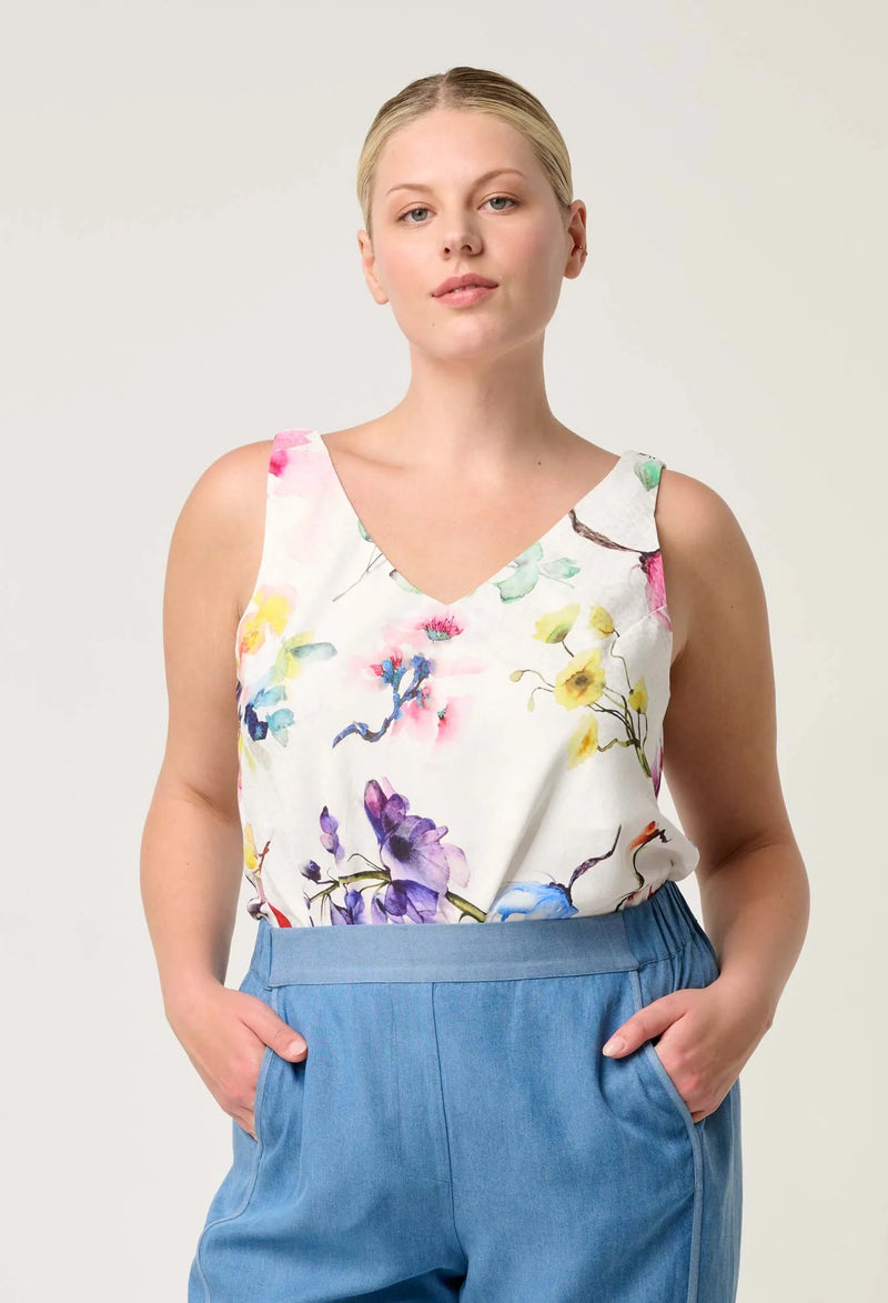 Once Was - Delray Reversible Cupro Cami in Plume Blossom