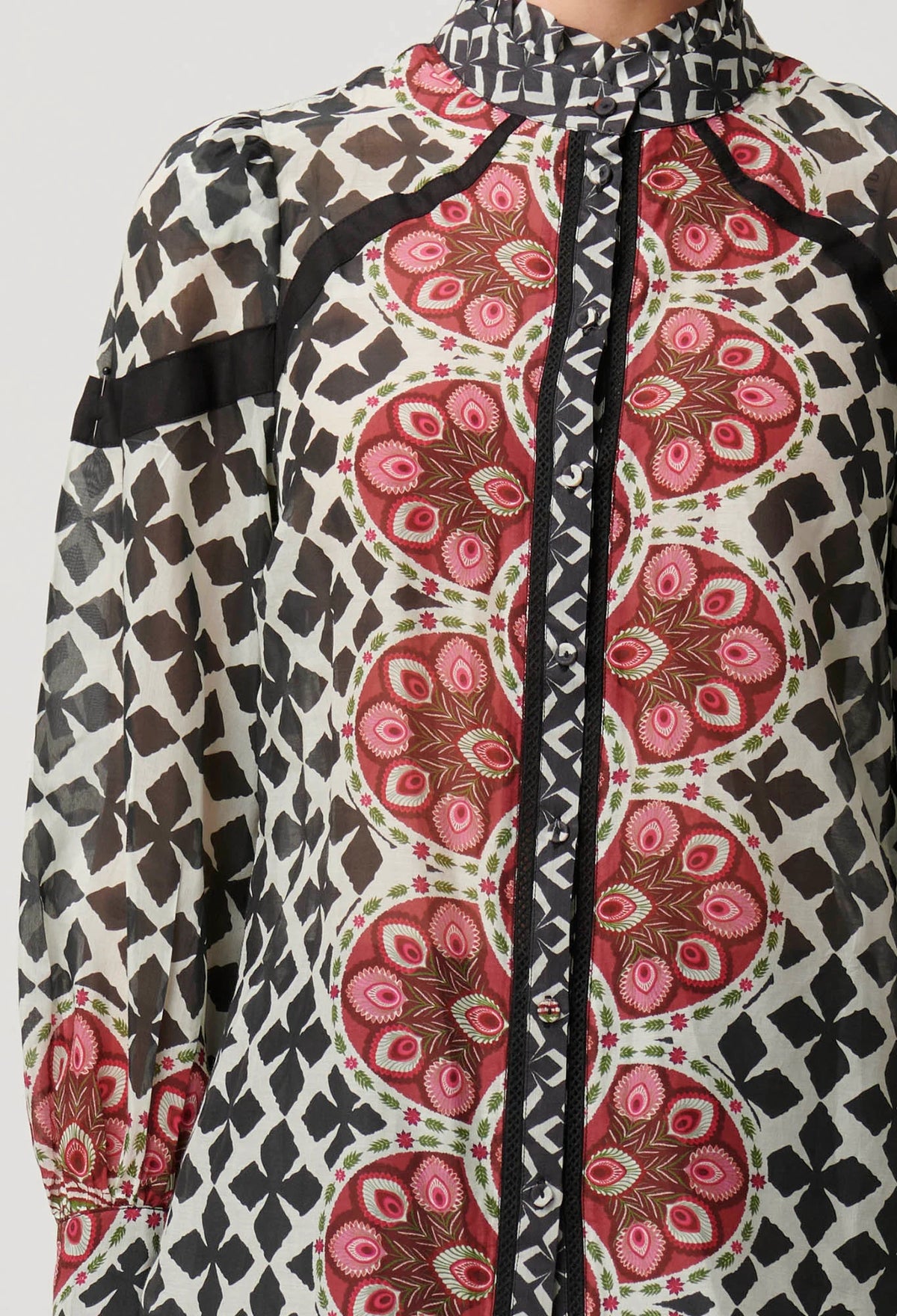 Once Was - Astrid Cotton Silk Print Panel Shirt