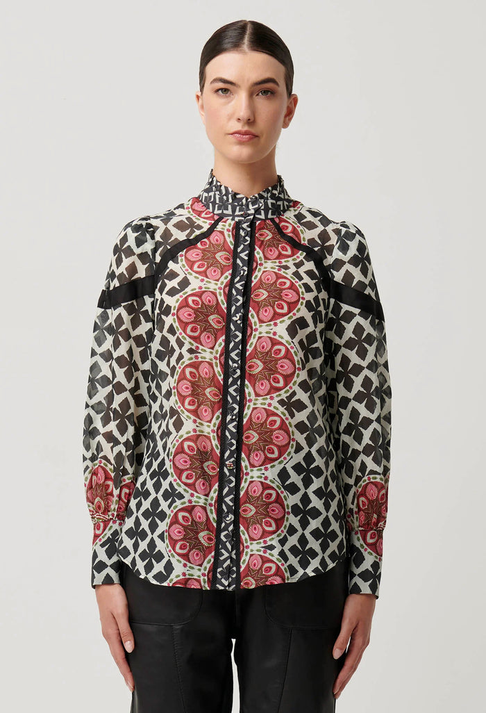 Once Was - Astrid Cotton Silk Print Panel Shirt