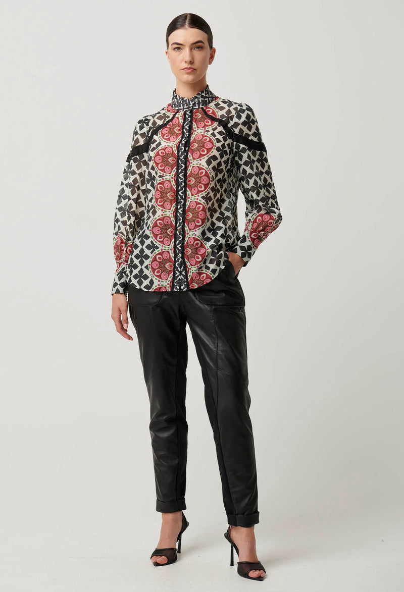 Once Was - Astrid Cotton Silk Print Panel Shirt