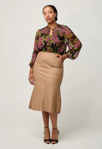 Once Was Estrella Viscose Chiffon Blouse in Winter Granadilla