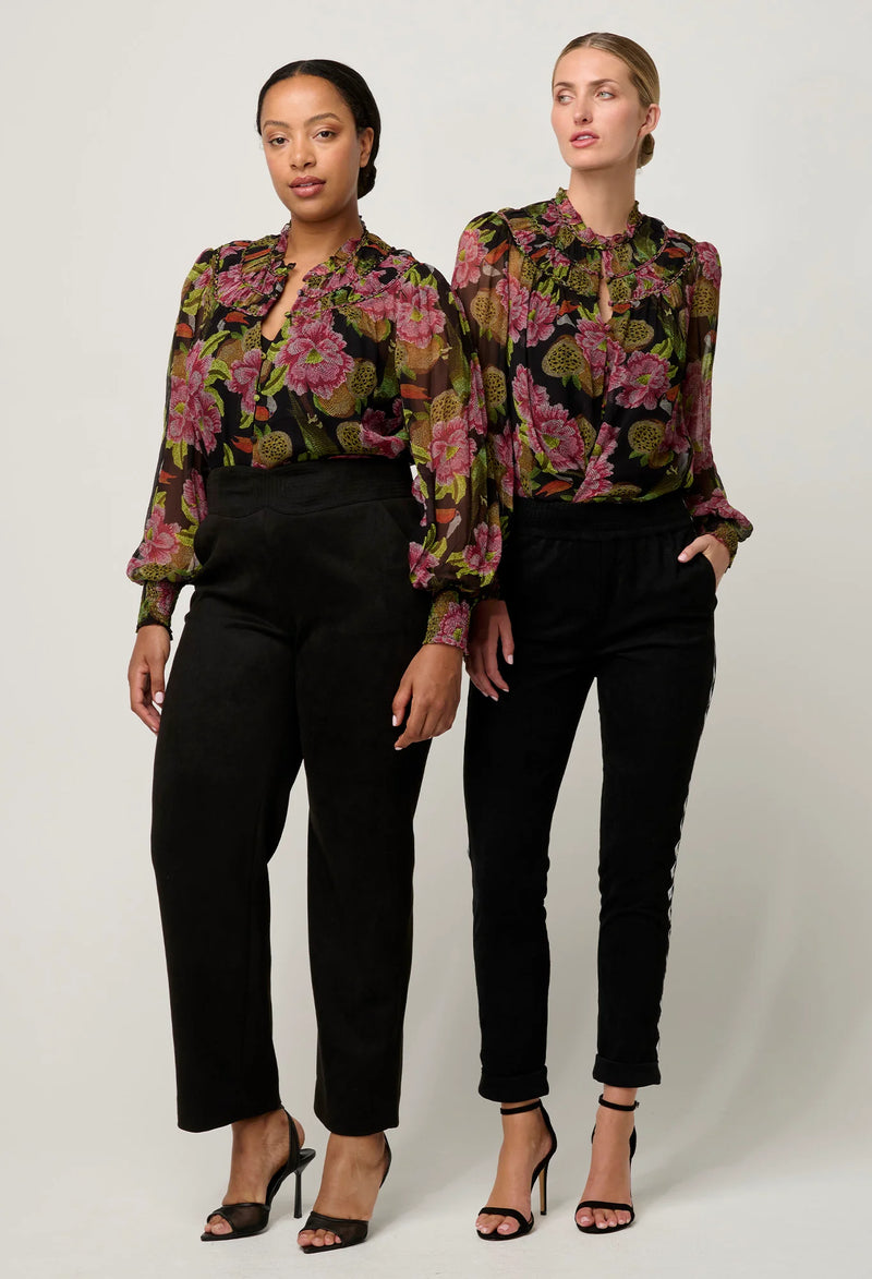 Once Was Estrella Viscose Chiffon Blouse in Winter Granadilla