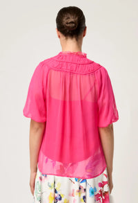 Once Was - Selini Braided Viscose Chiffon Blouse - CELOSIA PINK