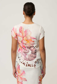 OnceWas Avis Linen Viscose Top in Nautilus Bloom