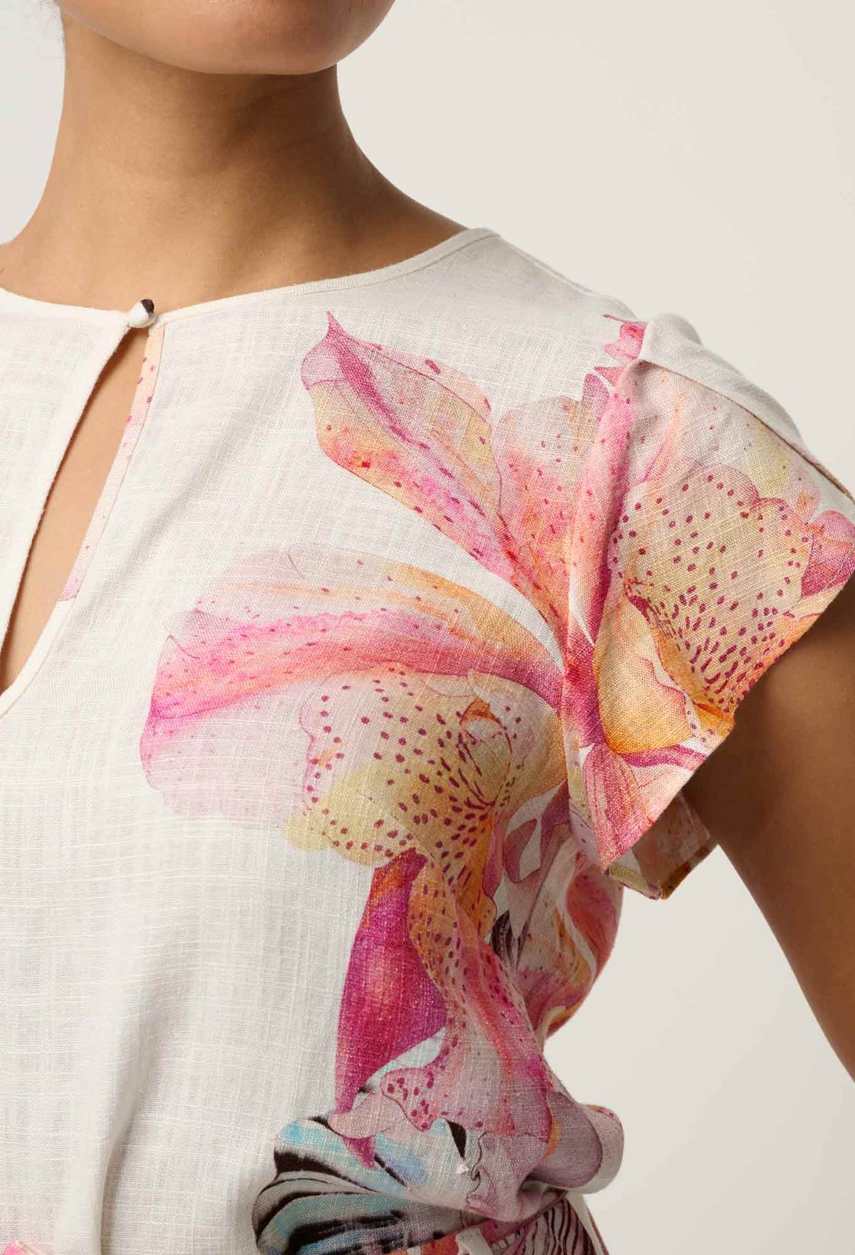 OnceWas Avis Linen Viscose Top in Nautilus Bloom