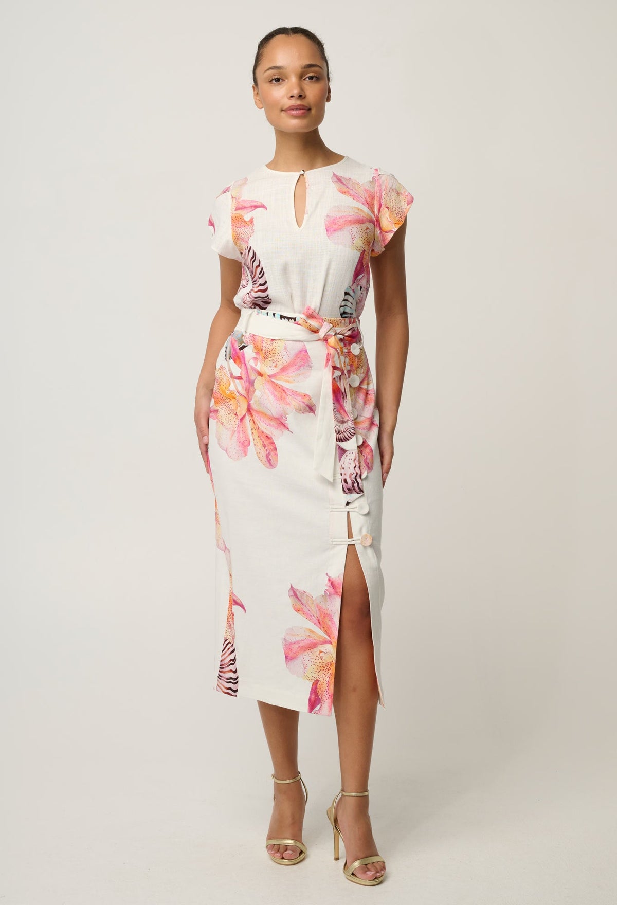 OnceWas Avis Linen Viscose Top in Nautilus Bloom