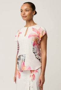 OnceWas Avis Linen Viscose Top in Nautilus Bloom