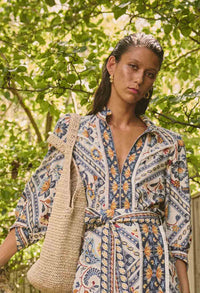 Once Was - Alexis Linen Viscose Fringe Shirt in Petinos Floros