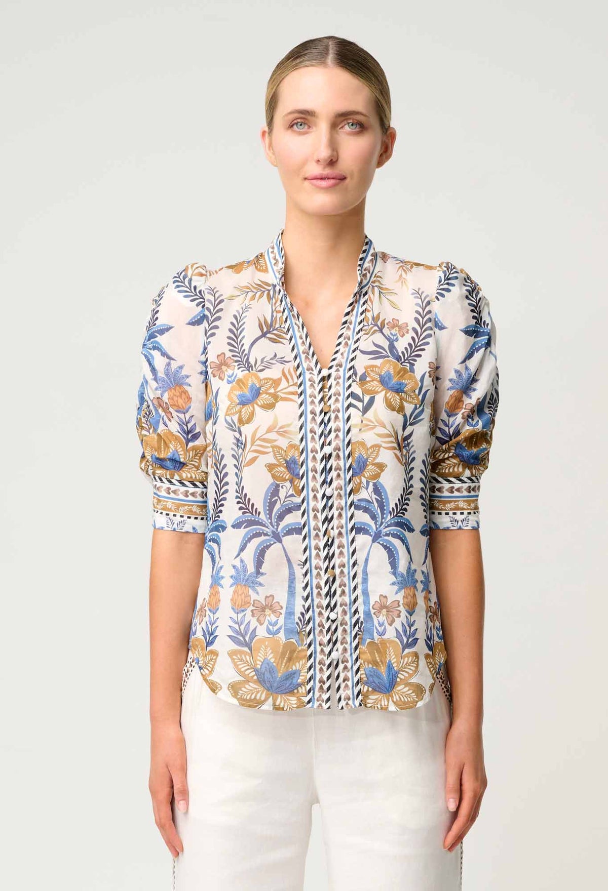 Once Was - Calantha Cotton Silk Shirt in Golden Medina.