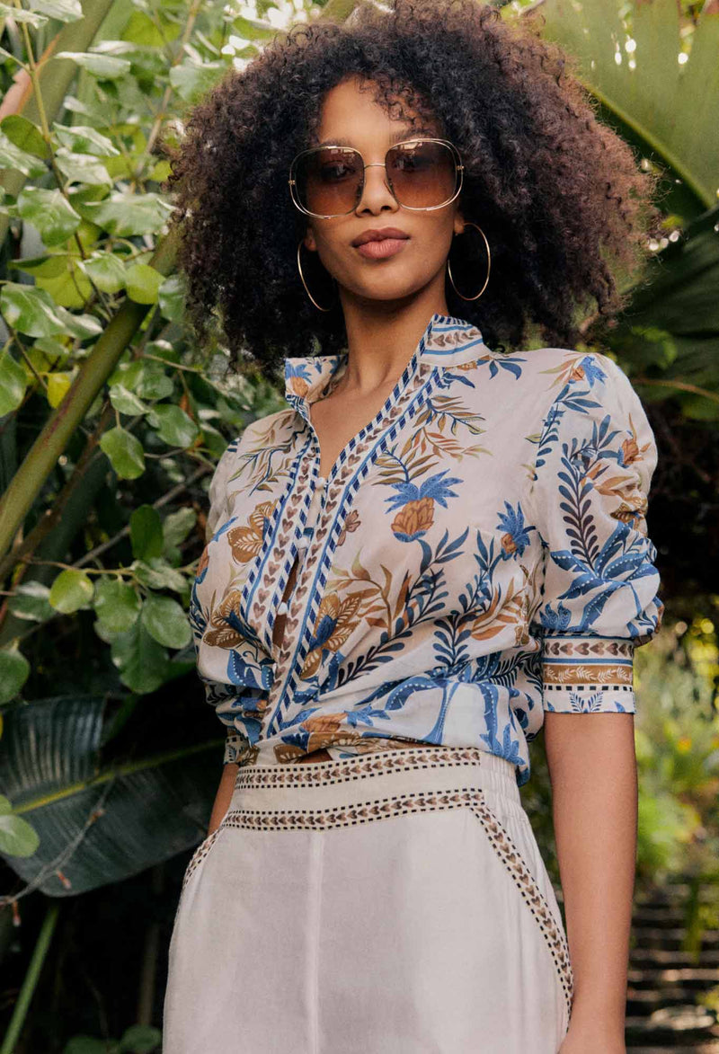 Once Was - Calantha Cotton Silk Shirt in Golden Medina.