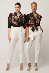 Once Was - Calantha Cotton Silk Ruched Sleeve Shirt - Sunset Orchid