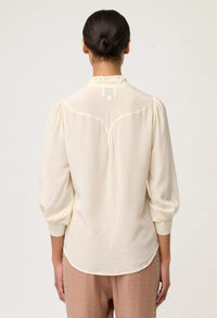 Once Was - Chloe Silk Criss Cross Cuffed Shirt in Cloud