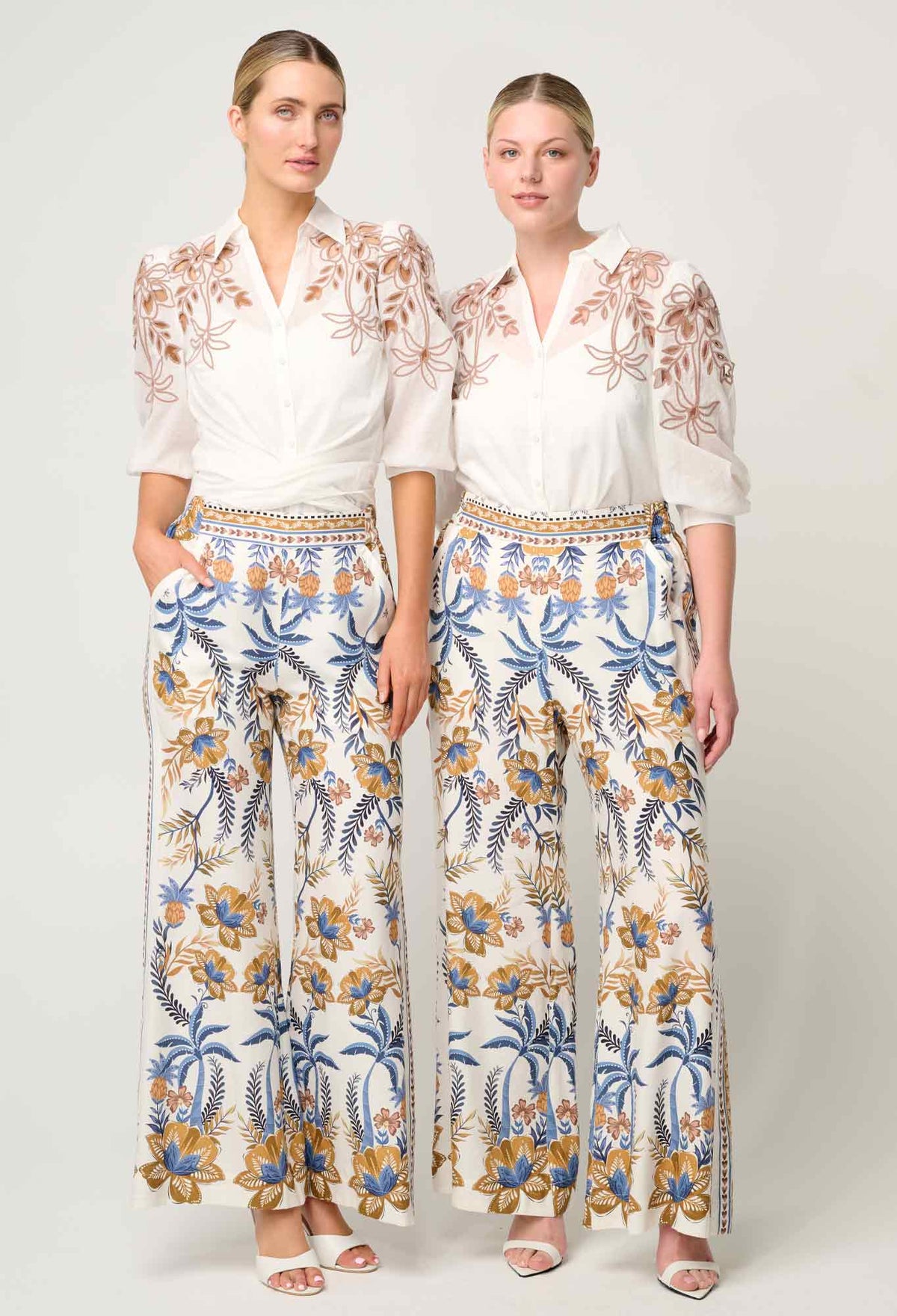 Once Was - Callisto Cotton Embroidered Shirt in Ivory-Dune