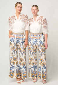 Once Was - Callisto Cotton Embroidered Shirt in Ivory-Dune