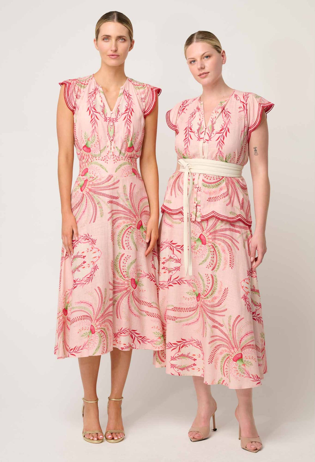 Once Was - Aseel Linen Viscose Embroidered Top in Palmarosa