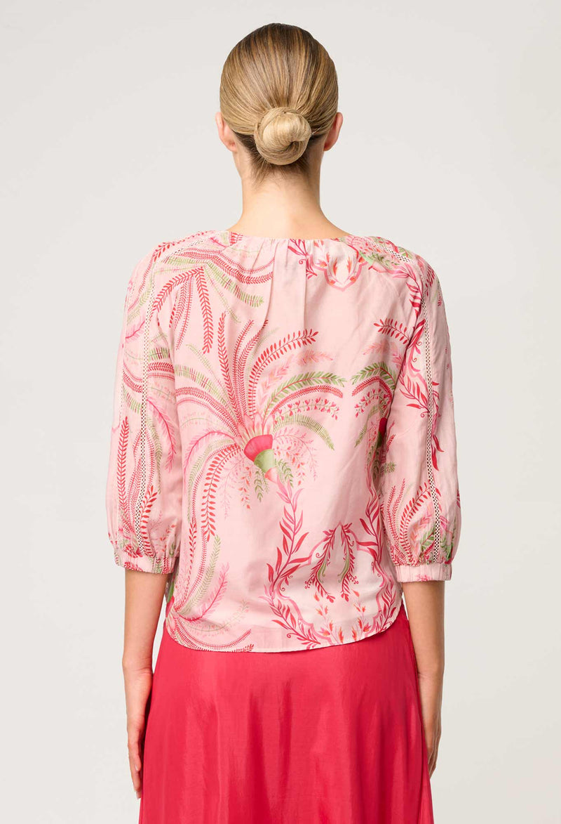 Once Was - Sakina Cotton Silk Blouse in Palmarosa
