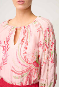 Once Was - Sakina Cotton Silk Blouse in Palmarosa