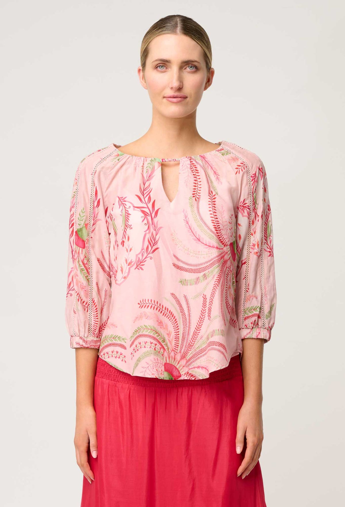 Once Was - Sakina Cotton Silk Blouse in Palmarosa