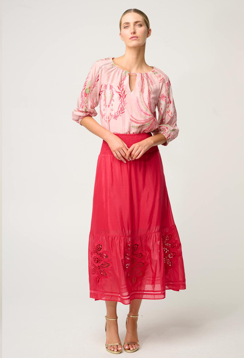 Once Was - Sakina Cotton Silk Blouse in Palmarosa