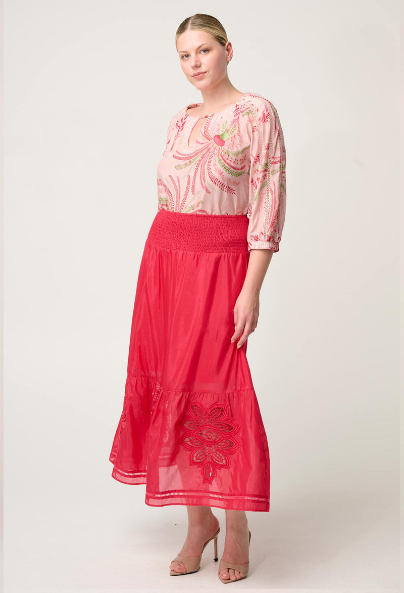 Once Was - Sakina Cotton Silk Blouse in Palmarosa