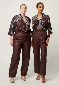 Once Was - Asher Contrast Trim Viscose Faille Shirt,