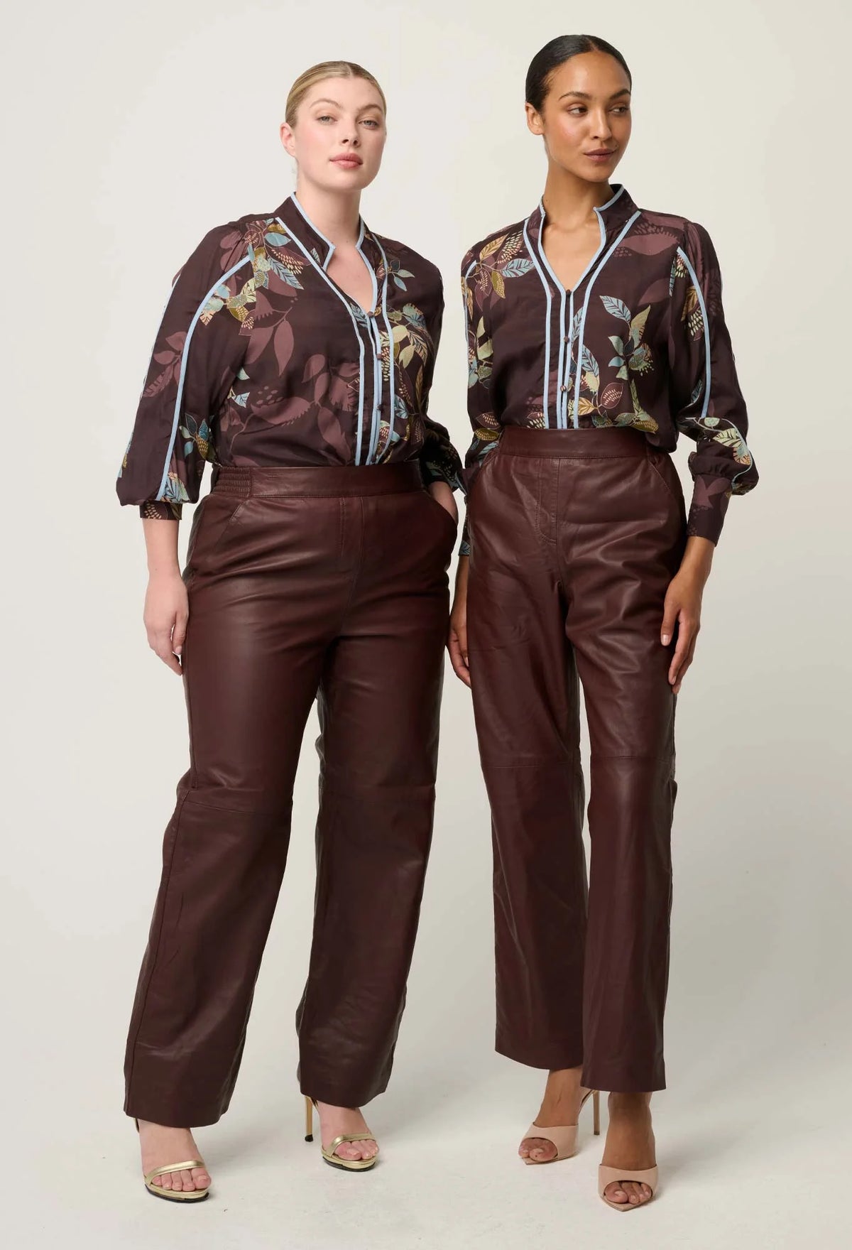 Once Was - Joan Leather Elasticated Waist Straight Leg Pant in Oxblood