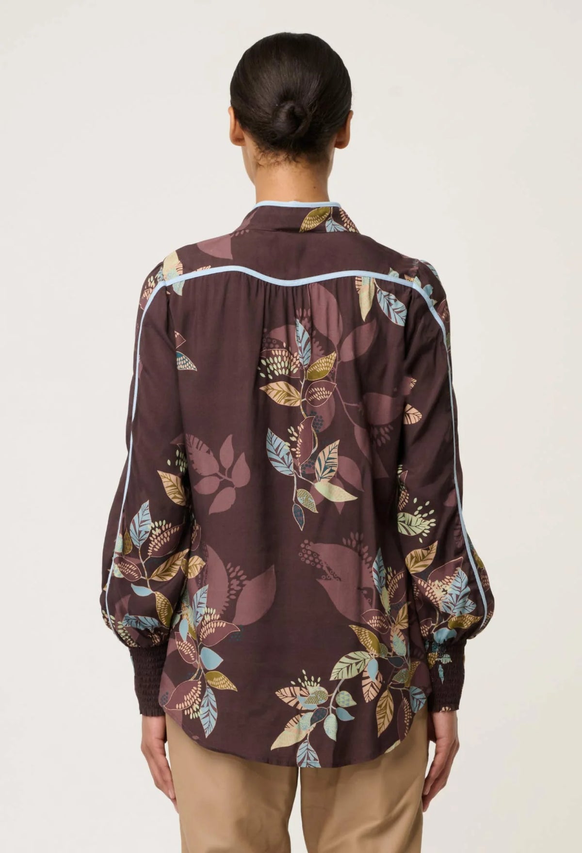 Once Was - Asher Contrast Trim Viscose Faille Shirt,