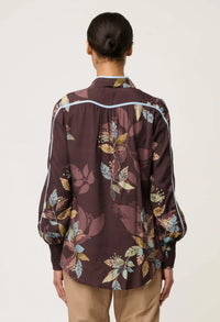 Once Was - Asher Contrast Trim Viscose Faille Shirt,