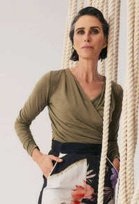 Once Was Aster Stretch Wrap Top