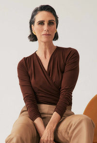 Once Was Aster Stretch Wrap Top - Mocha