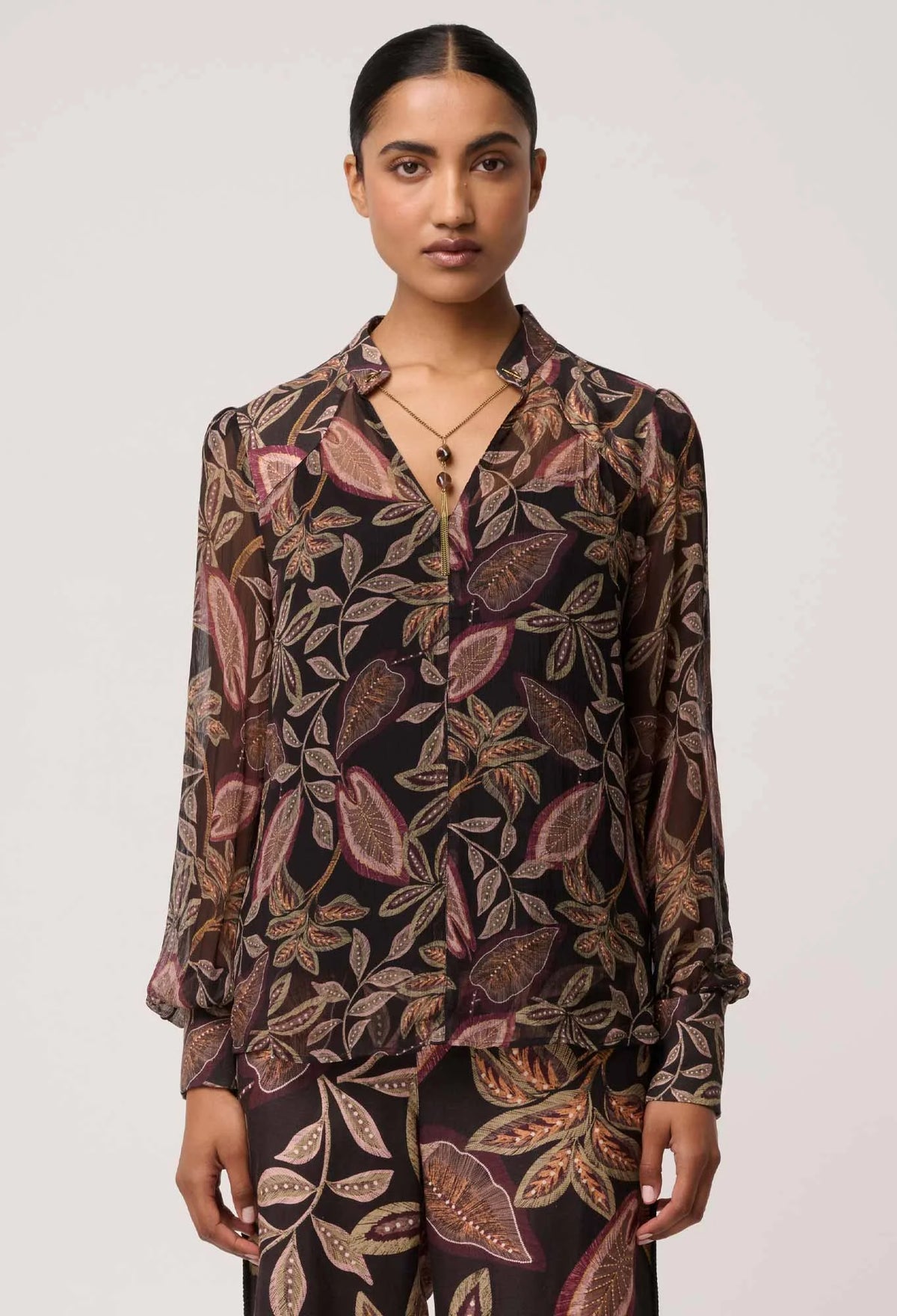 Once Was - Freya Sheer Viscose Blouse Dark Tropique