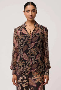 Once Was - Freya Sheer Viscose Blouse Dark Tropique