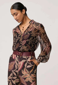 Once Was - Freya Sheer Viscose Blouse Dark Tropique