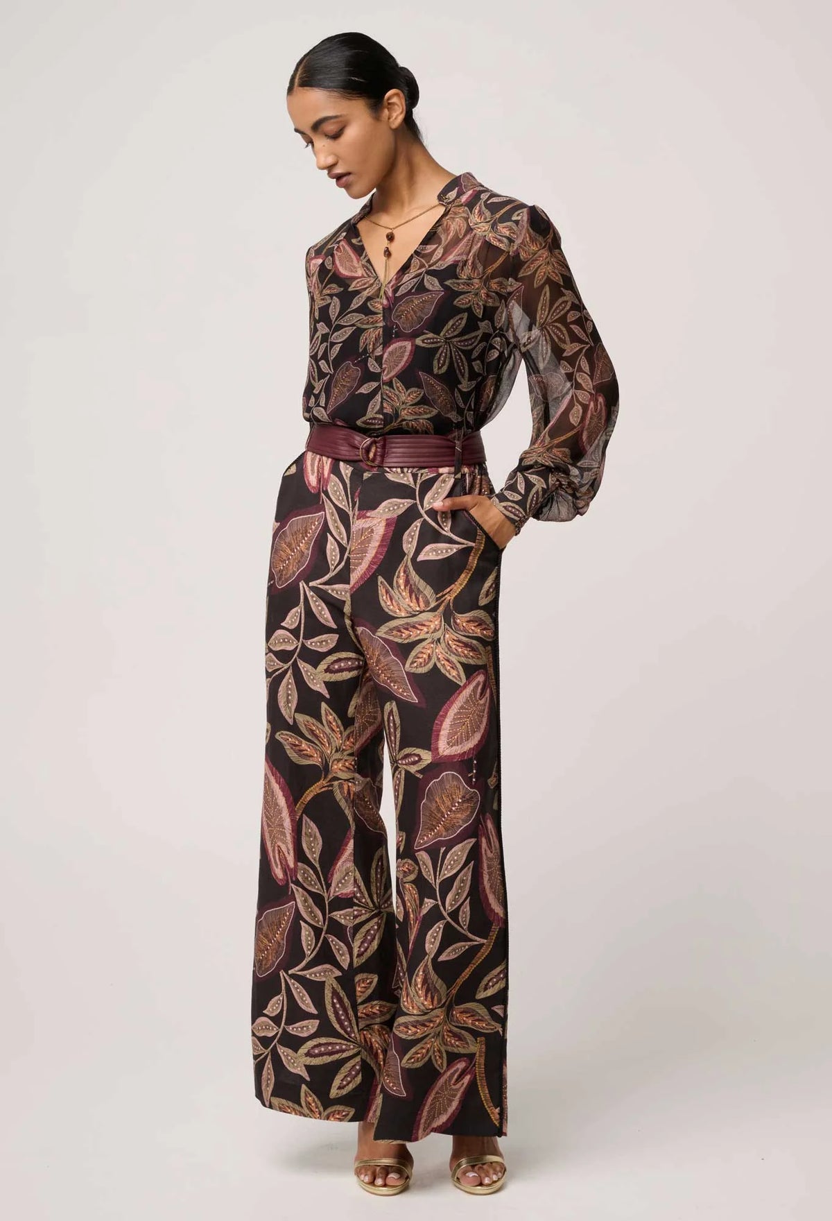 Once Was - Freya Sheer Viscose Blouse Dark Tropique