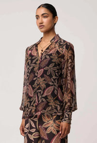 Once Was - Freya Sheer Viscose Blouse Dark Tropique