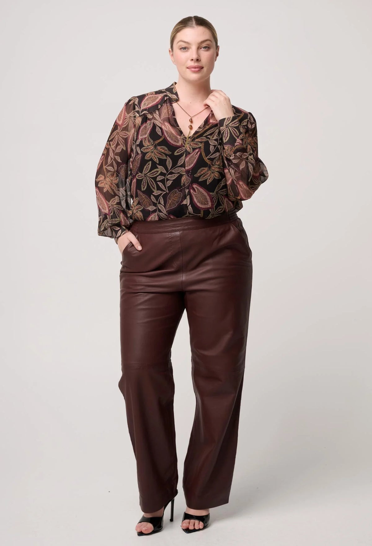 Once Was - Freya Sheer Viscose Blouse Dark Tropique