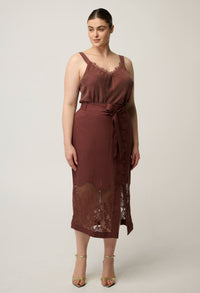 Once Was Julien Lace Trim Cami in Rosewood - styled