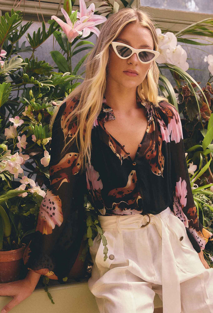 Once Was - Maris Blouse - Sunset Orchid
