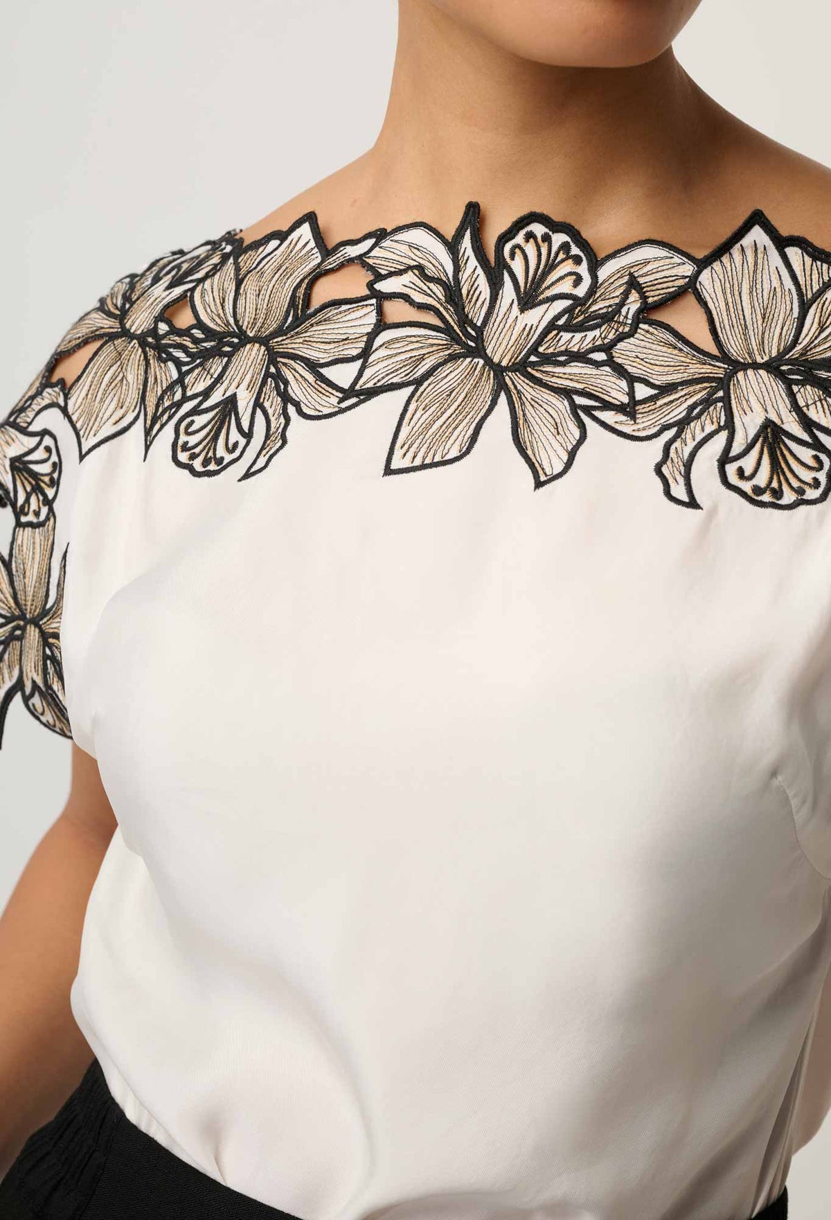 Once Was Eleanor Top Ivory - embroidery detail