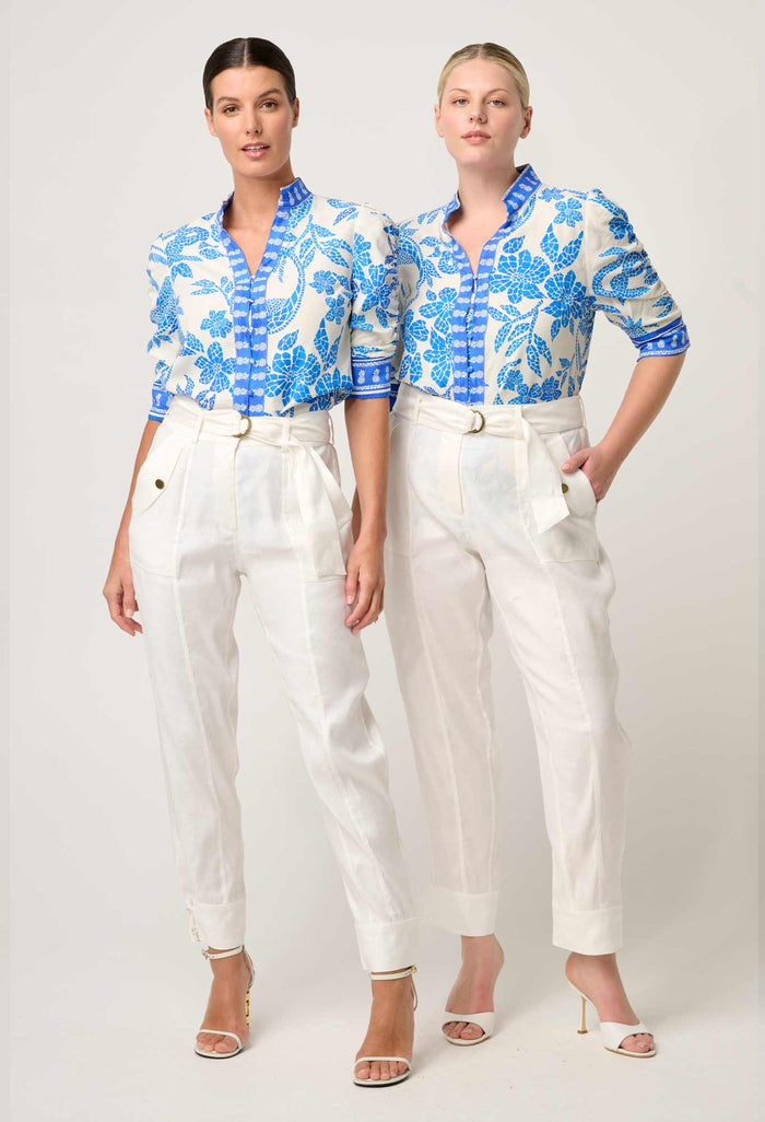 Once Was - Trinidad Linen & Viscose Button Cuff Pant in Ivory