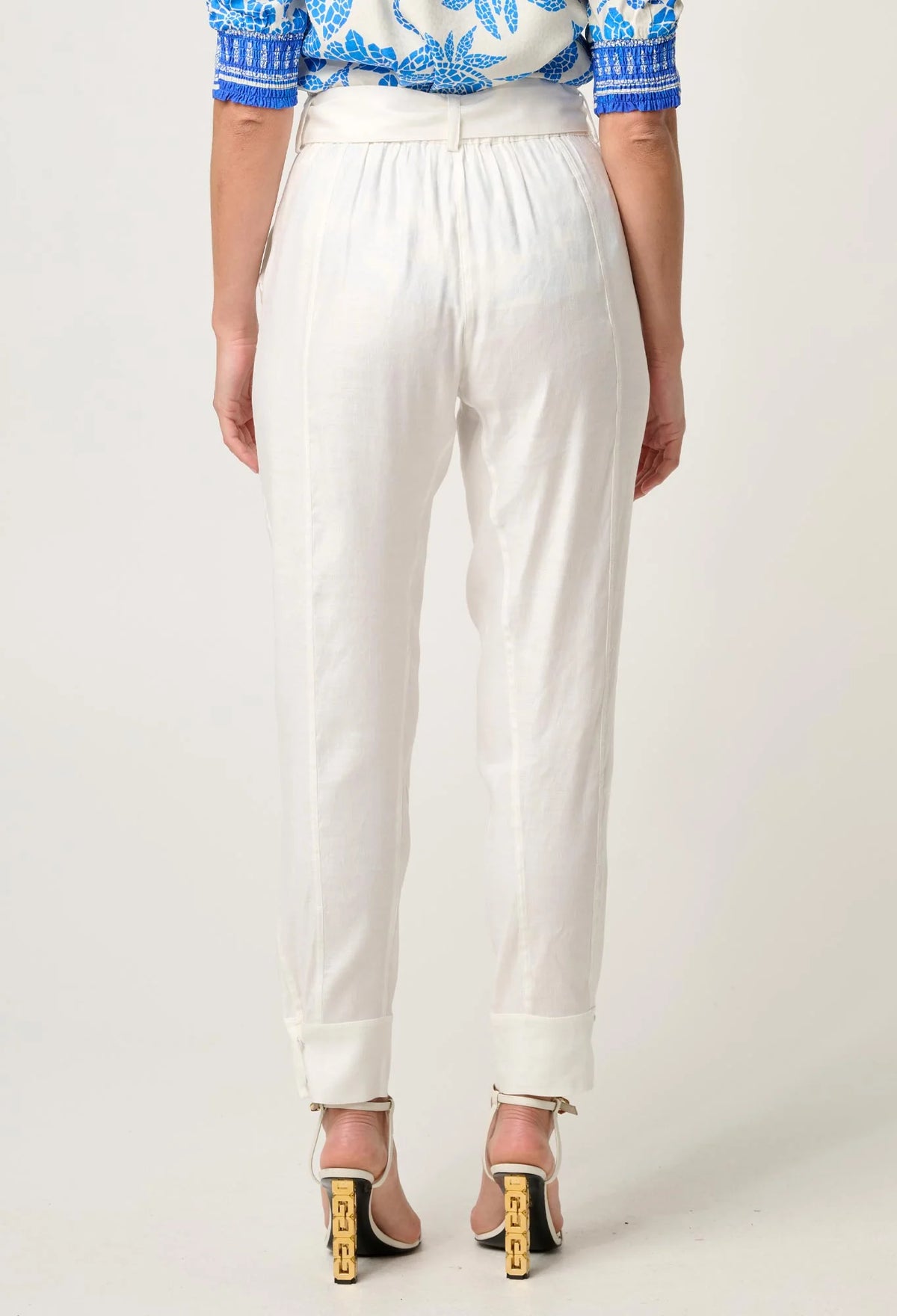Once Was - Trinidad Linen & Viscose Button Cuff Pant in Ivory