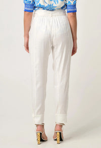 Once Was - Trinidad Linen & Viscose Button Cuff Pant in Ivory
