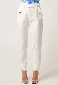 Once Was - Trinidad Linen & Viscose Button Cuff Pant in Ivory