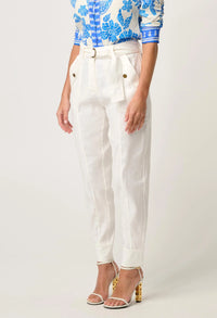 Once Was - Trinidad Linen & Viscose Button Cuff Pant in Ivory