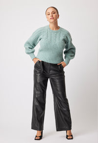 Halston Wide Leg Leather Pant