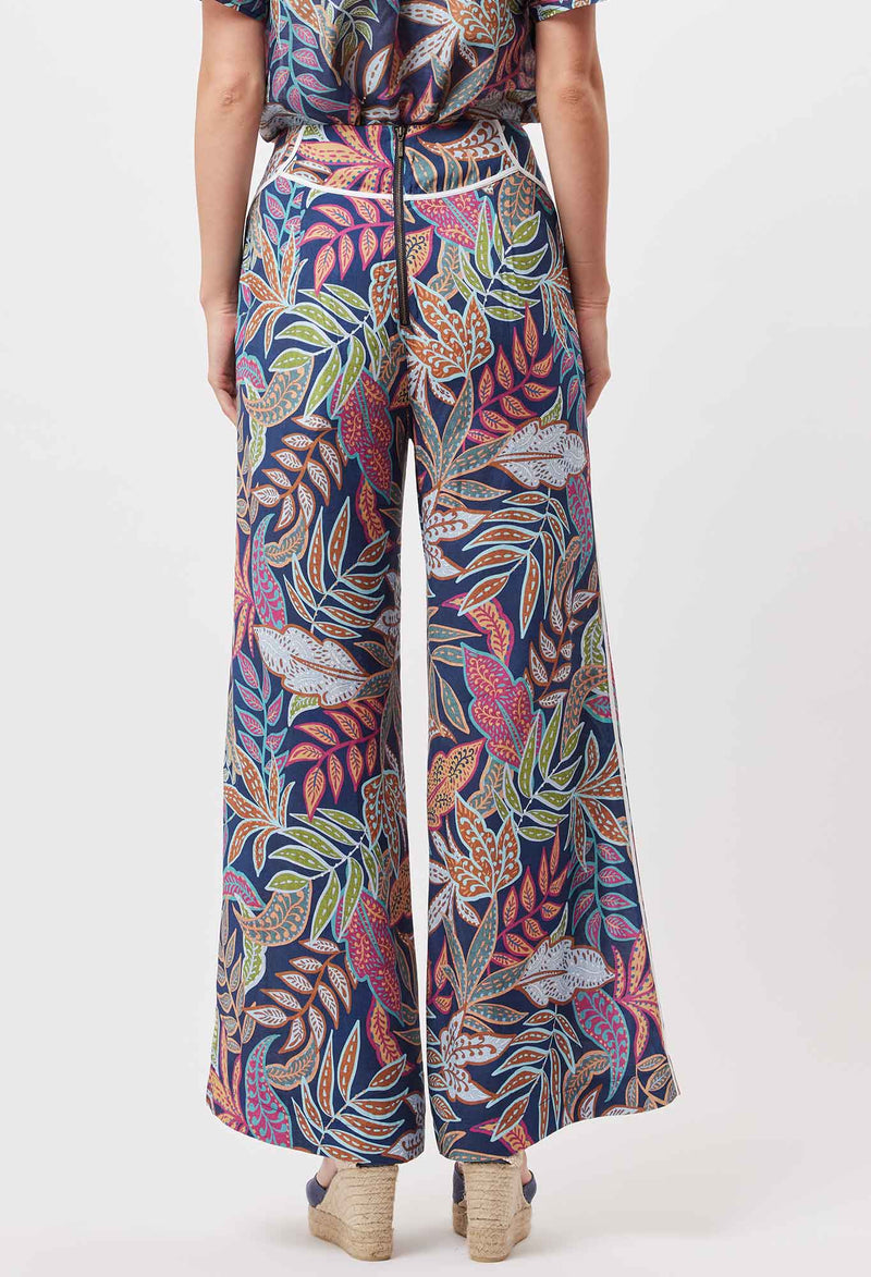 Panama Linen Wide Leg Pants - Fiesta Tropical