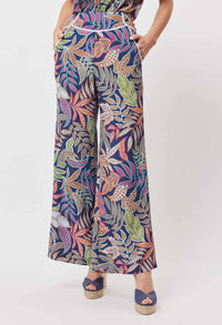 Panama Linen Wide Leg Pants - Fiesta Tropical