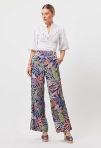 Panama Linen Wide Leg Pants - Fiesta Tropical