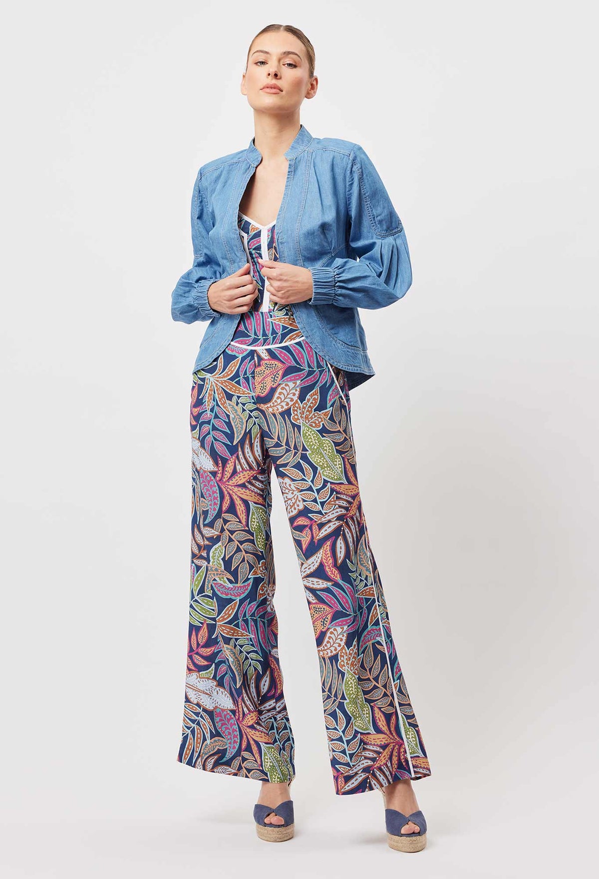 Panama Linen Wide Leg Pants - Fiesta Tropical